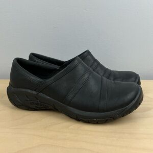 Merrell Women’s Size 6.5 Encore 4 Moc Triple Black Leather Slip On Casual Shoes
